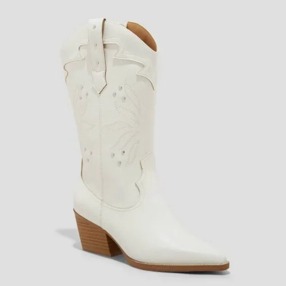 Womens Iris Studded Western Cowboy Boots - Universal Thread White 8.5 - Picture 1 of 7